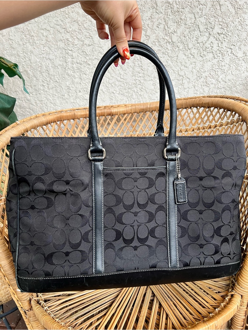 Coach Black Signature Canvas Bag 16”